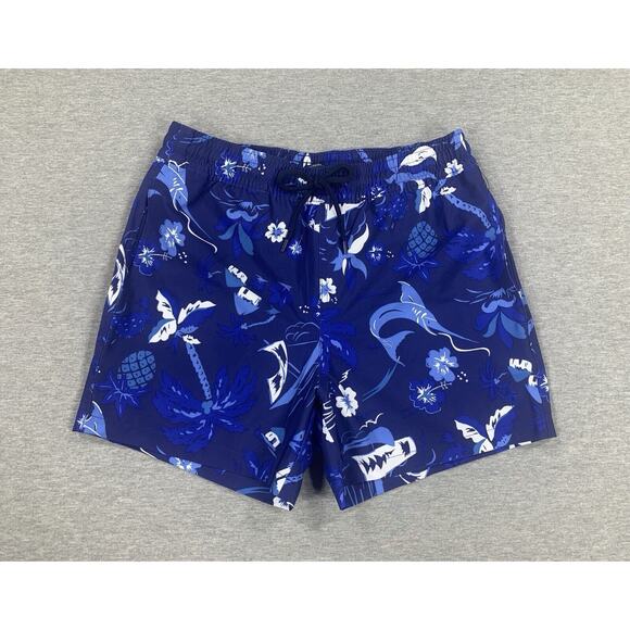 Polo Ralph Lauren Blue Hawaii Print Swim Trunks Mesh Lined 81001